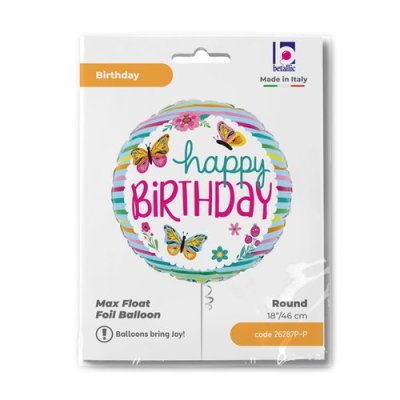 Motýlci HB 18"/46cm kruh fóliový balónek nafukovací - 26287p-ppackaged-p.jpg