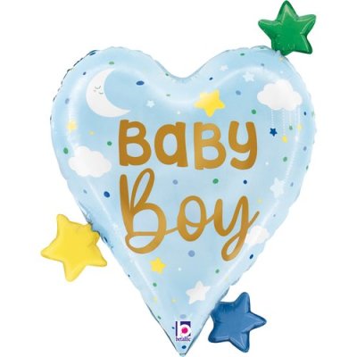 Srdce Baby Boy 25"/64cm fóliový balónek nafukovací