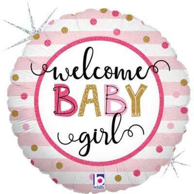 Welcome Baby Girl 18"/46cm fóliový balónek nafukovací
