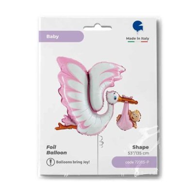 Čáp růžový 53"/135cm fóliový balónek nafukovací - 72085-ppackaged-p.jpg