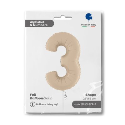 ČÍSLICE KRÉMOVÁ 3 (66cm,26") fóliový balónek nafukovací - 260300scr-p.jpg