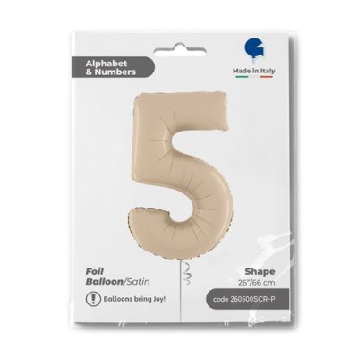 ČÍSLICE KRÉMOVÁ 5 (66cm,26") fóliový balónek nafukovací - 260500scr-p.jpg