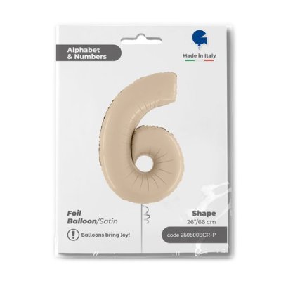 ČÍSLICE KRÉMOVÁ 6 (66cm,26") fóliový balónek nafukovací - 260600scr-p.jpg