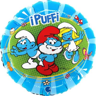 Kruh - Šmoulové 18"/46cm fóliový balónek nafukovací