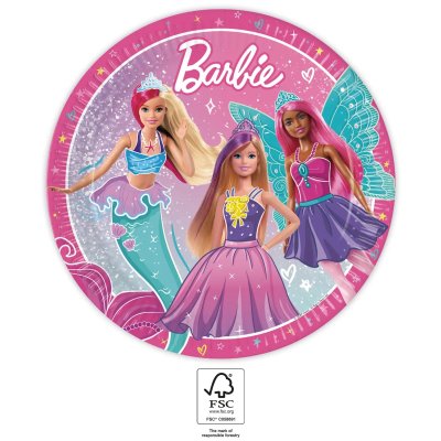 Talíře papírové EKO - Barbie 23cm/8ks