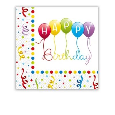 Ubrousky papírové Happy Birthday serpentýny 33x33cm / 20ks