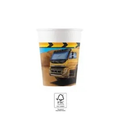Kelímky papírové EKO - Stavební stroje 200ml/8ks