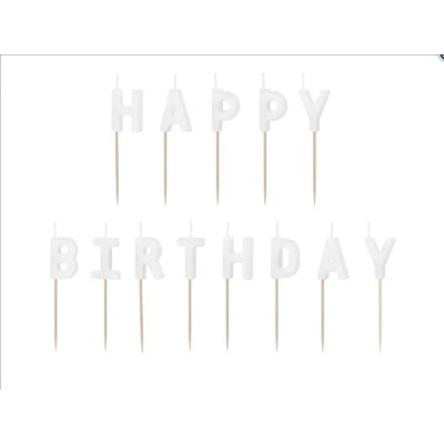 Svíčky "HAPPY BIRTHDAY" bílé