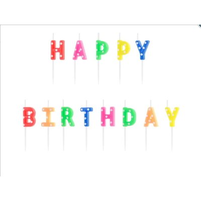Svíčky "HAPPY BIRTHDAY" barevné