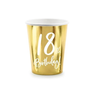 Kelímky papírové EKO - Birthday 18th,  220ml, 6ks