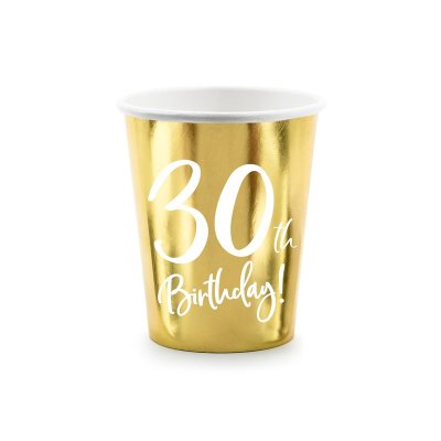 Kelímky papírové EKO - Birthday 30th,  220ml, 6ks