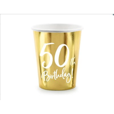 Kelímky papírové EKO - Birthday 50th,  220ml, 6ks