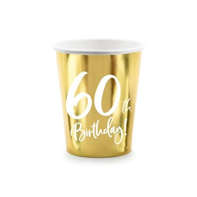 Kelímky papírové EKO - Birthday 60th,  220ml, 6ks