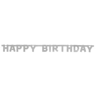 Girlanda "Happy Birthday" stříbrná, 160x11cm