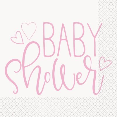 Ubrousky papírové EKO - Baby Shower růžové 33x33 cm / 16 ks
