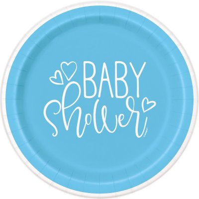 Talířek papírový - Baby Shower modré 18cm/8ks