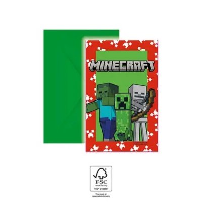 Pozvánky a obálky EKO - Minecraft 6ks