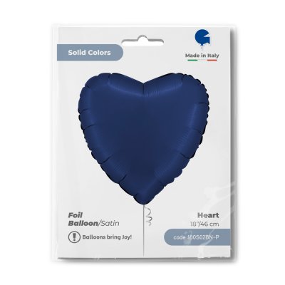 Srdce saténově NAVY modré 18"/46cm fóliový balónek nafukovací - 180s02bn-p-b.jpg