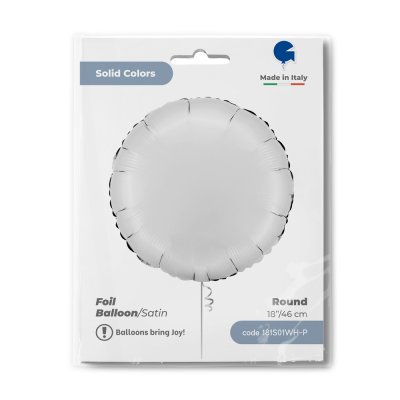 Kruh saténově bílý 18"/46cm fóliový balónek nafukovací - 181s01whp-p-b.jpg