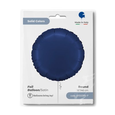 Kruh saténově navy modrý 18"/46cm fóliový balónek nafukovací - 181s02bn-p-b.jpg