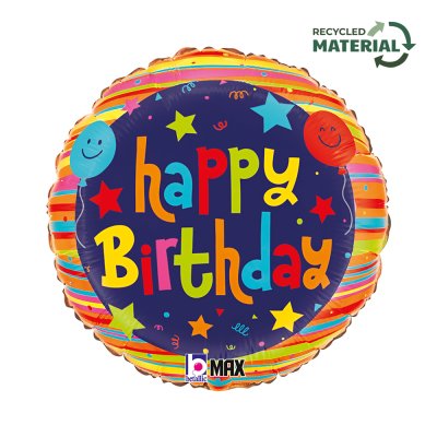 Hvězdičky HB 18"/46cm kruh fóliový balónek nafukovací - 26357p-r18-birthday-balloons-and-stars-b2.jpg