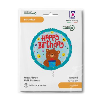 Medvídek HB 18"/46cm kruh fóliový balónek nafukovací - 26360p-p-b.jpg