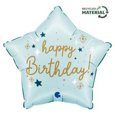 HB sv modrá - hvězda 18"/46cm fóliový balónek nafukovací - g78195-s18-blue-birthday-b - kopie.jpg