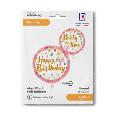 Dort HB/party time 18"/46cm kruh fóliový balónek nafukovací - 26369p-p-b.jpg