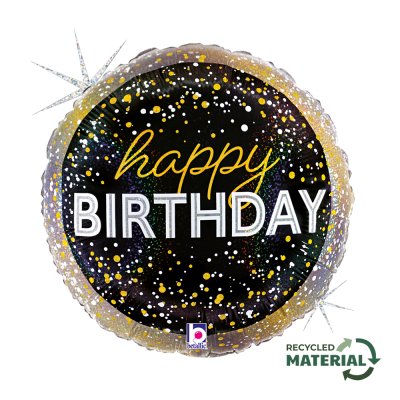 Černé HB s konfetami 18"/46cm kruh fóliový balónek nafukovací - 26370gh-r18-metallic-birthday-party-front-b2.jpg