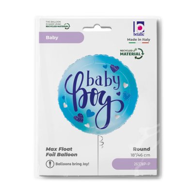 Baby boy srdíčka 18"/46cm kruh fóliový balónek nafukovací - 26376p-p-b.jpg