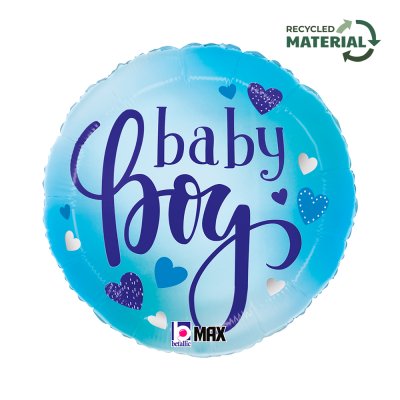 Baby boy srdíčka 18"/46cm kruh fóliový balónek nafukovací - 26376p-r18-baby-boy-blue-hearts-b - kopie.jpg