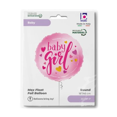 Baby girl srdíčka 18"/46cm kruh fóliový balónek nafukovací - 26375p-p-b.jpg