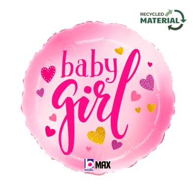 Baby girl srdíčka 18"/46cm kruh fóliový balónek nafukovací - 26375p-r18-baby-girl-pink-hearts-b2.jpg