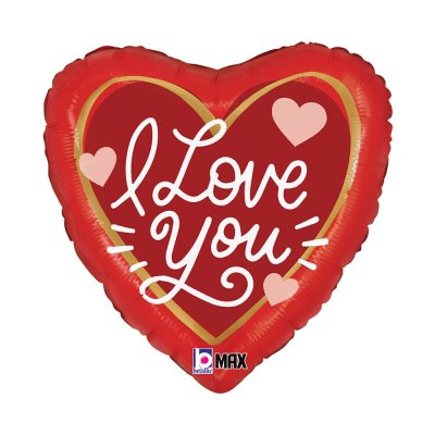 Zpráva a ILY 18"/46cm srdce fóliový balónek nafukovací