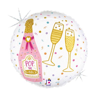 Bublinky kruh 18"/46cm fóliový balónek nafukovací - 26362gh-r18-party-time-champagne-back-b.jpg
