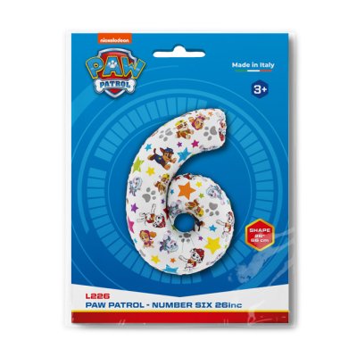 ČÍSLICE Tlapková Patrola 6 (66cm,26") fóliový balónek nafukovací - l226-p-b.jpg