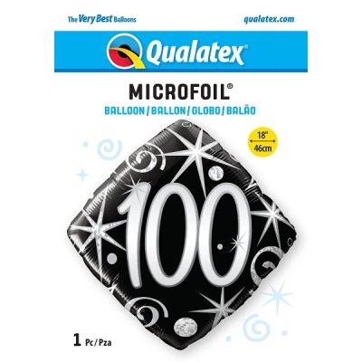 Diamant - Černé 100. narozeniny 18"/46cm fóliový balónek - 100 2.jpg