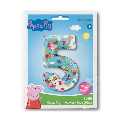 ČÍSLICE Prasátko Pepina 5 (66cm,26") fóliový balónek nafukovací - l255-p-b.jpg