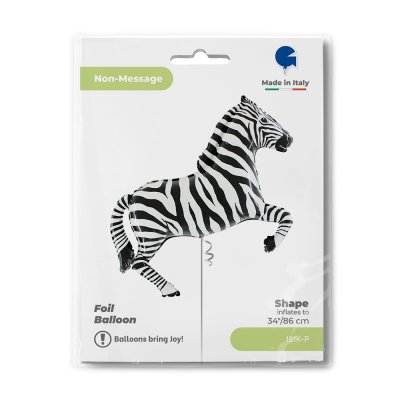 Zebra černá 34"/86cm fóliový balónek nafukovací - 181k-p-b.jpg