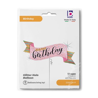 Baner růžový HB 45"/114cm fóliový balónek nafukovací - 25367gh-p-b.jpg