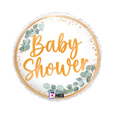 Kruh - Baby shower eucalyptus 18"/46cm fóliový balónek nafukovací