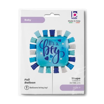 Čtverec - značka It´s a boy 34"/86cm fóliový balónek nafukovací - 25376-p-b.jpg