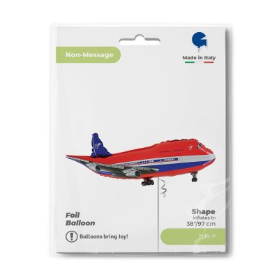 Letadlo červené 38"/97cm fóliový balónek nafukovací - 213r-p-b.jpg
