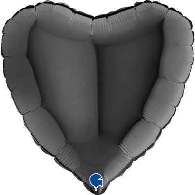 Srdce černé 18"/46cm fóliový balónek nafukovací NB