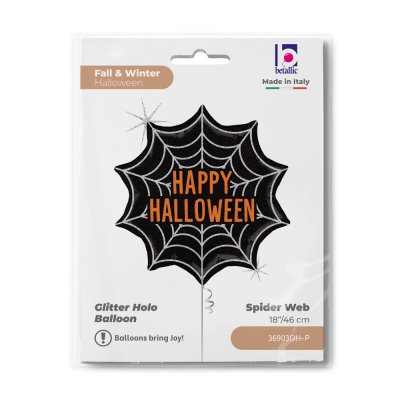 Halloweenská pavoučí síť 18"/46cm fóliový balónek nafukovací - 36903gh-p-b.jpg