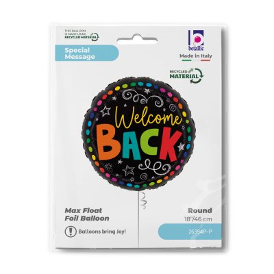 Kruh "Welcome Back" 18"/46cm fóliový balónek - 26394p-p-b.jpg