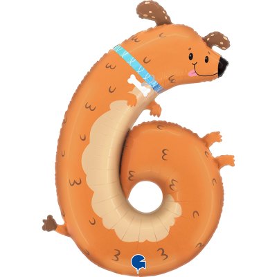 ČÍSLICE Puppyloons 6 - Pes (89cm,35") fóliový balónek nafukovací
