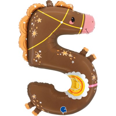 ČÍSLICE Puppyloons 5 - Kůň (89cm,35") fóliový balónek nafukovací