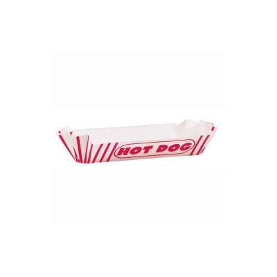 Tácky na hotdog papírové EKO - Proužky červeno-bílé 8ks