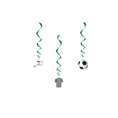 Serpentýny papírové závěsné - 3D fotbal, 66cm/3ks